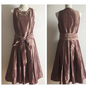 Eliza J brown bronze  iridescent fit and flare satin dress size large
